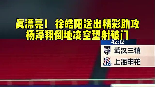 这球漂亮！徐皓阳 送出精彩助攻 杨泽翔 飞身倒地凌空垫射破门
