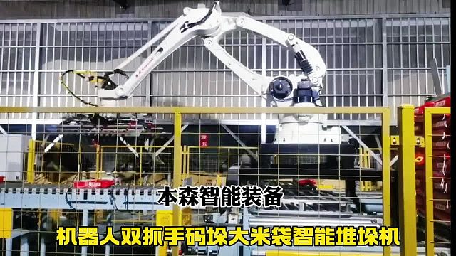 机器人双抓手码垛大米袋智能堆垛机