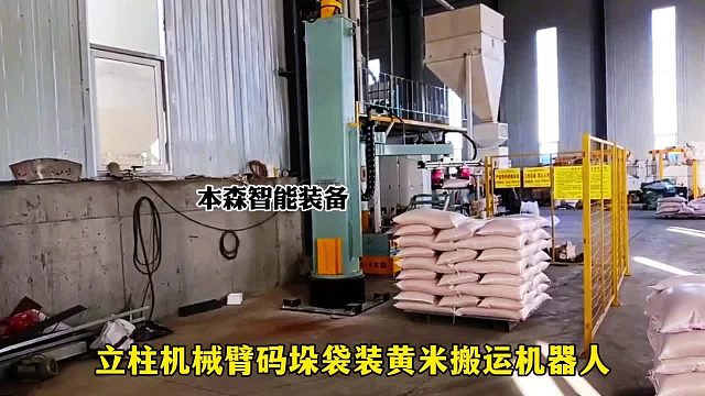 立柱机械臂码垛袋装黄米搬运机器人