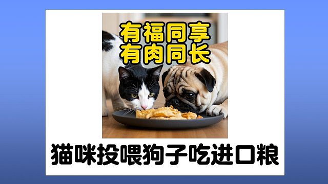 猫咪投喂狗子吃进口粮，它俩关系可真好啊