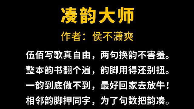 写给歌手伍佰的打油诗——《凑韵大师》