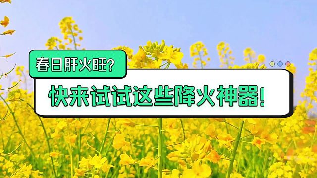 春日肝火旺？快来试试这些降火神器！