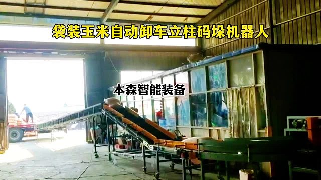 袋装玉米自动卸车立柱码垛机器人