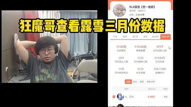 狂魔哥查看露雪三月份数据