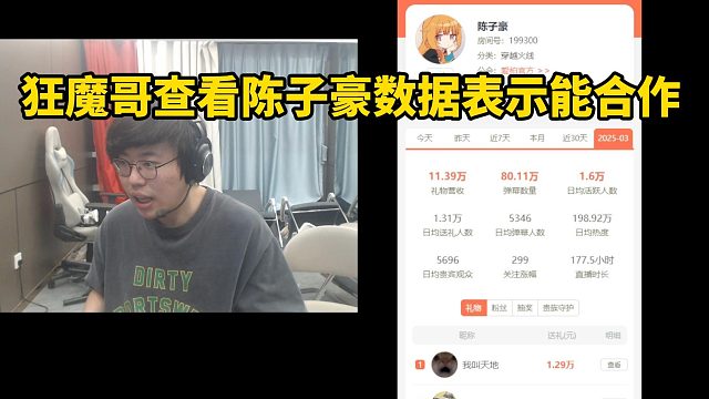 狂魔哥查看陈子豪数据表示能合作