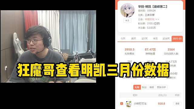 狂魔哥查看明凯三月份数据