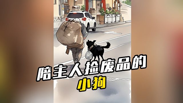陪奶奶捡废品的小狗，真的很感人