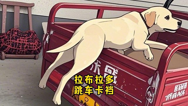 主人叫拉拉跳上车，拉拉险些给自己绝育