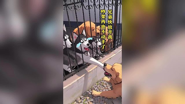 狗子隔栏杆吵架，二哈：不是，你来真的。