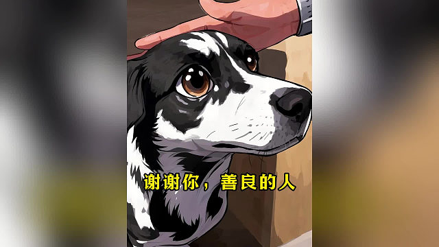 流浪狗被投喂后摸头，竟感动的哭了出来