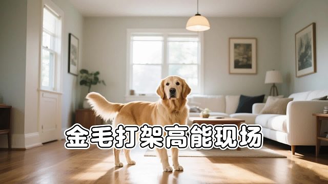 温顺的金毛，直接把三只狗打到服软