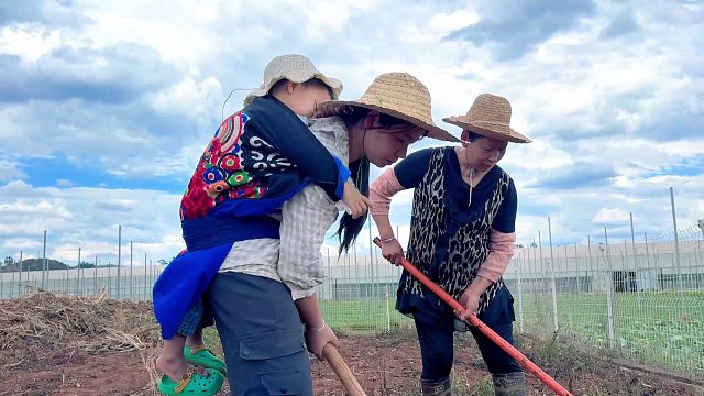婆媳下地干活，老公不在身边，看婆媳如何相处