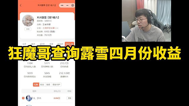 狂魔哥查询露雪四月份收益！
