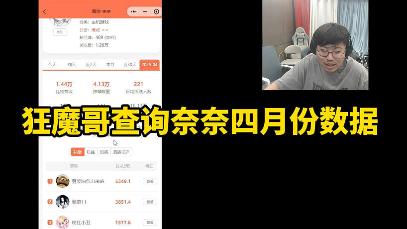 狂魔哥查詢奈奈四月份數(shù)據(jù)