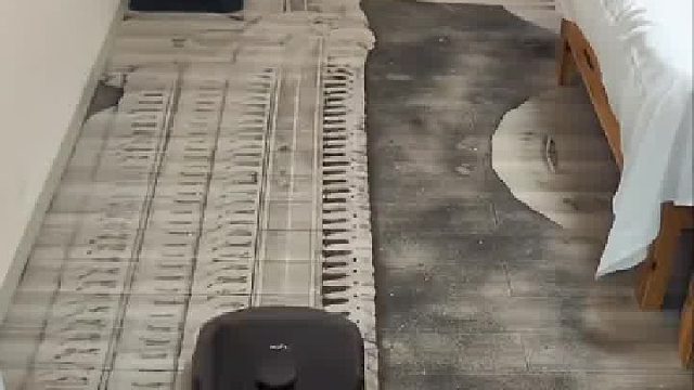 扫地机器人打扫过程，它好像还偷懒了一下。