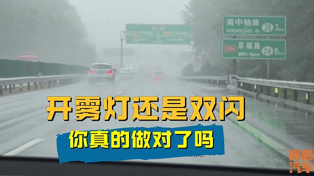 暴雨天开车，到底开雾灯还是双闪，喵哥现场讲解，你做对了吗？