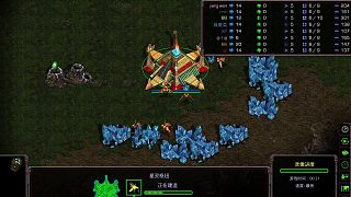 星際爭霸4vs4，中期龍騎控局，11分鐘空投豬兒蟲，隱刀鎖定勝局