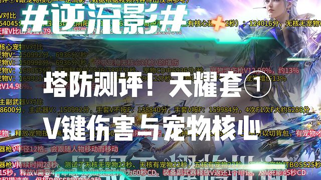 逆流影1003：塔防测评！天耀套①V键伤害与宠物核心