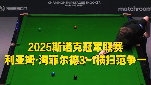 2025斯诺克冠军联赛，利亚姆·海菲尔德3-1横扫范争一