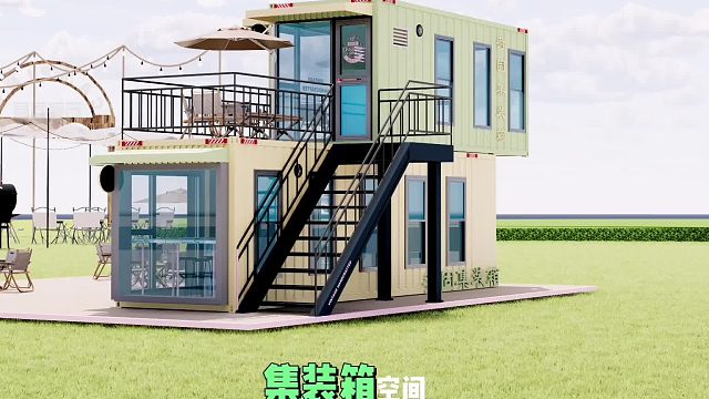 集装箱内跟着广场舞音乐移动，铁皮箱亮着灯，卖完矿泉水卖毛巾