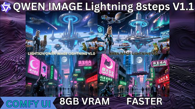 ComfyUI Qwen Lightning 8-Step v1.1 | 8GB 显存 AI 图像