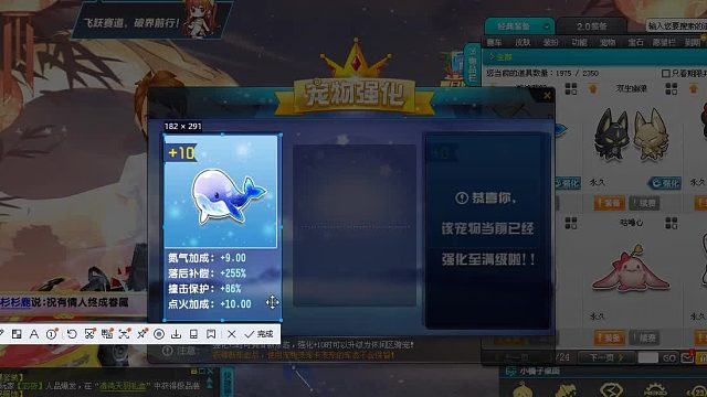 QQ飞车朕哥：双人骑宠游鸿蓝鲸强化10四技能竞速宠物！ 10形态休闲区展示