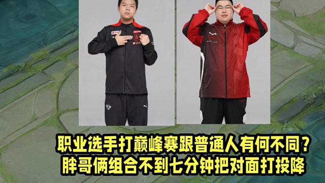 职业选手打巅峰赛跟普通人有何不同？胖哥俩组合不到七分钟把对面打投降！