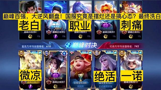 巅峰百强全明星翻盘局，微凉撞车国服司马懿，没摆烂但有搞心态！