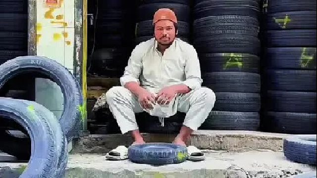 老巴翻新磨损严重轮胎全过程