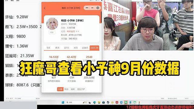 狂魔哥查看小予神9月份数据