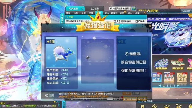 QQ飞车朕哥：老街集市商店入口！四折宠物强化卡拿下强化10的游鸿蓝鲸