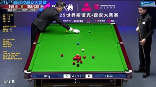 丁俊暉VS萊恩斯 第6局破百清臺(tái)晉級(jí)欣賞 西安大獎(jiǎng)賽第四輪?