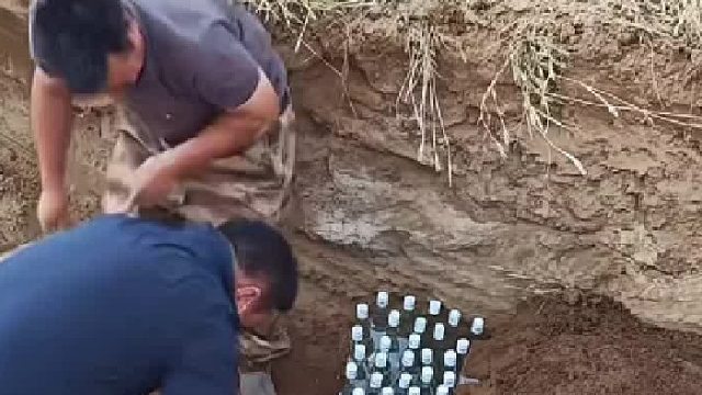男子挺有心思！他将100件酒埋土里，准备20年以后再打开