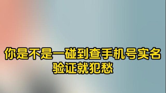 手机号实名验证查询方法