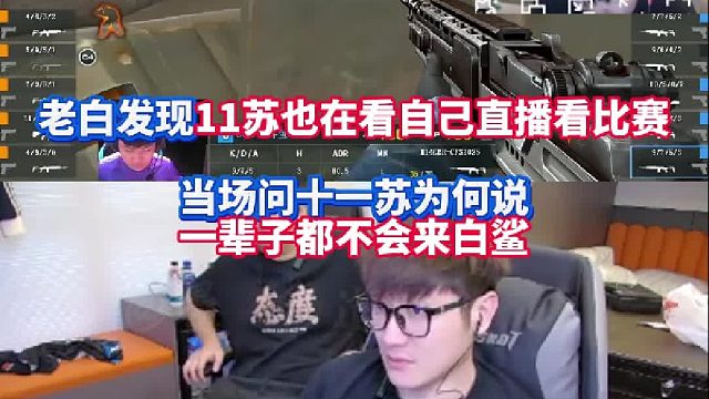 白鲨发现11苏也在看自己直播看比赛 当场问十一苏为何说过一辈子都不会来白鲨！