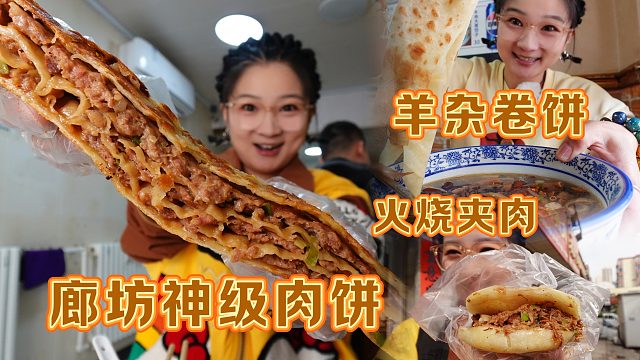 【逛吃廊坊】一张肉饼8斤重！羊汤泡饼！火烧夹肉！碳水夹肉拉满