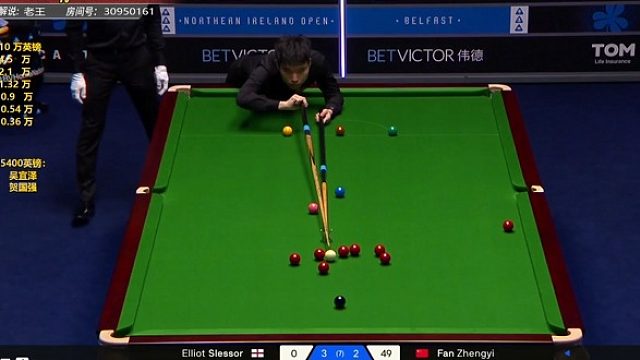 范争一VS斯莱瑟  2025北爱尔兰公开赛   第6局范争一破百欣赏