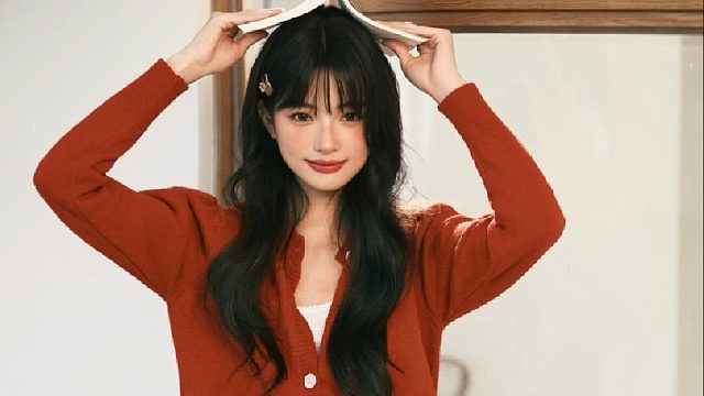 暖光下的红毛衣氛围写真｜少女写真