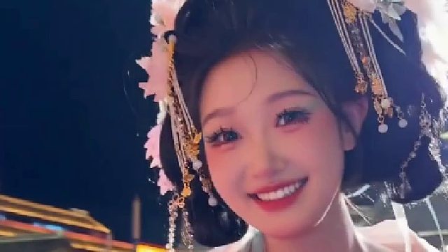 遇见唐山河头老街不倒翁小姐姐表演，身穿国风服饰真好看！