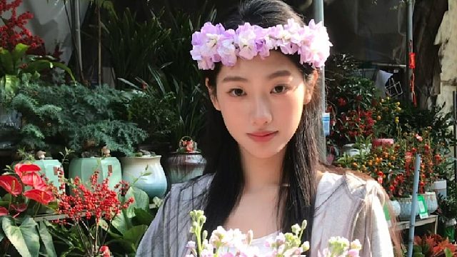 阳光 微风 花和少女