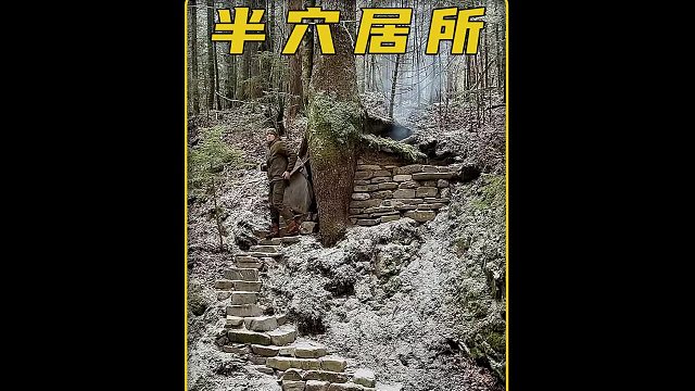 男人利用千年古树打造出一个最安全的半穴居庇护所