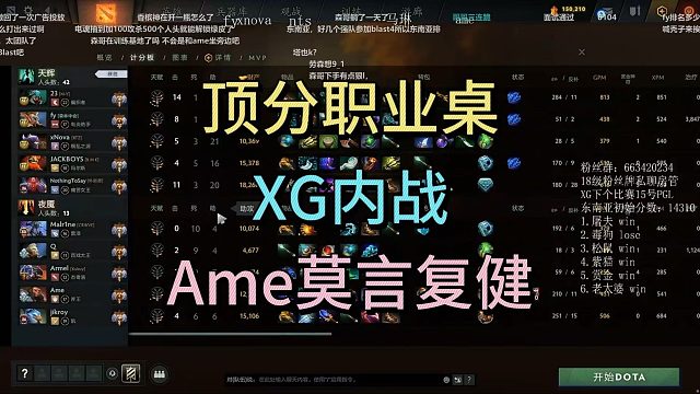 顶分职业桌，XG内战，AME莫言复健