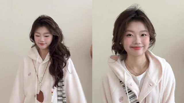 日常宽松淡粉色毛衣乖乖的～