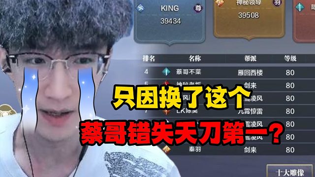 只因换了这个蔡哥错失天刀第一？