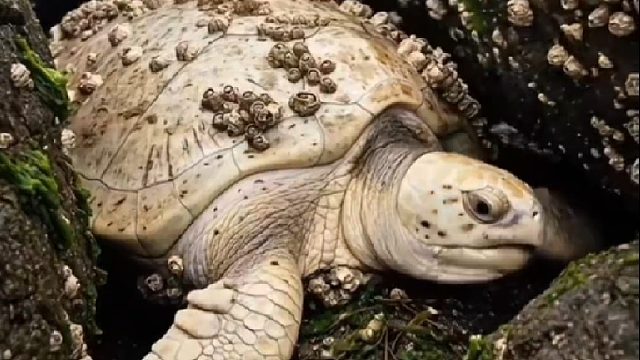 热心男子营救被困百年老龟