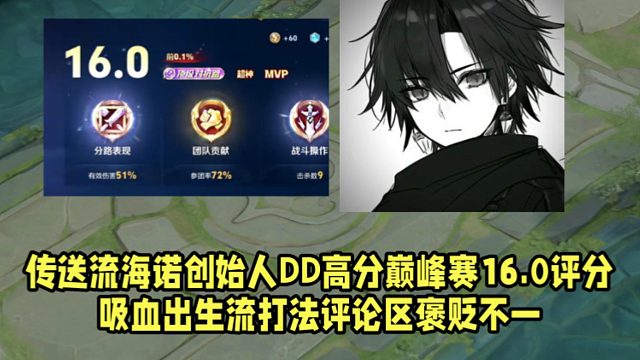传送流海诺创始人DD高分巅峰赛16.0评分！吸血出生流打法评论区褒贬不一！