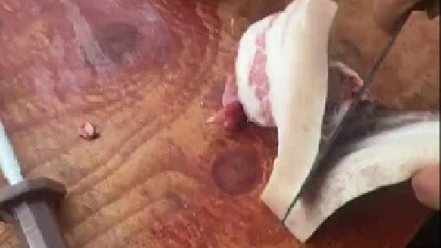 卖猪肉的师傅这样切肉，一块肉就变长了，网友：前腿肉变五花肉[赞]