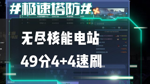 逆流影1090：无尽塔防能打多快？49分核能电站4 4速刷