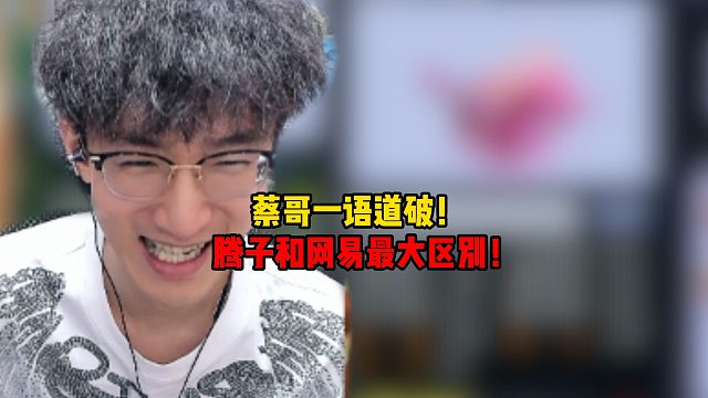 蔡哥一语道破！腾子和网易最大区别！