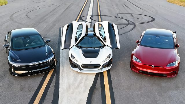 各路电车直线加速对比，特斯拉Model S、Lucid Air和Rimac，究竟谁更快？